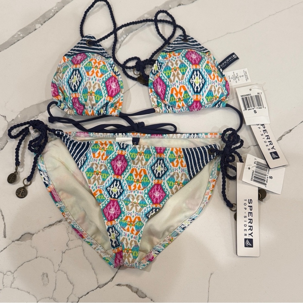 NWT Sperry Colorful Nautical Geometric Bikini - S
